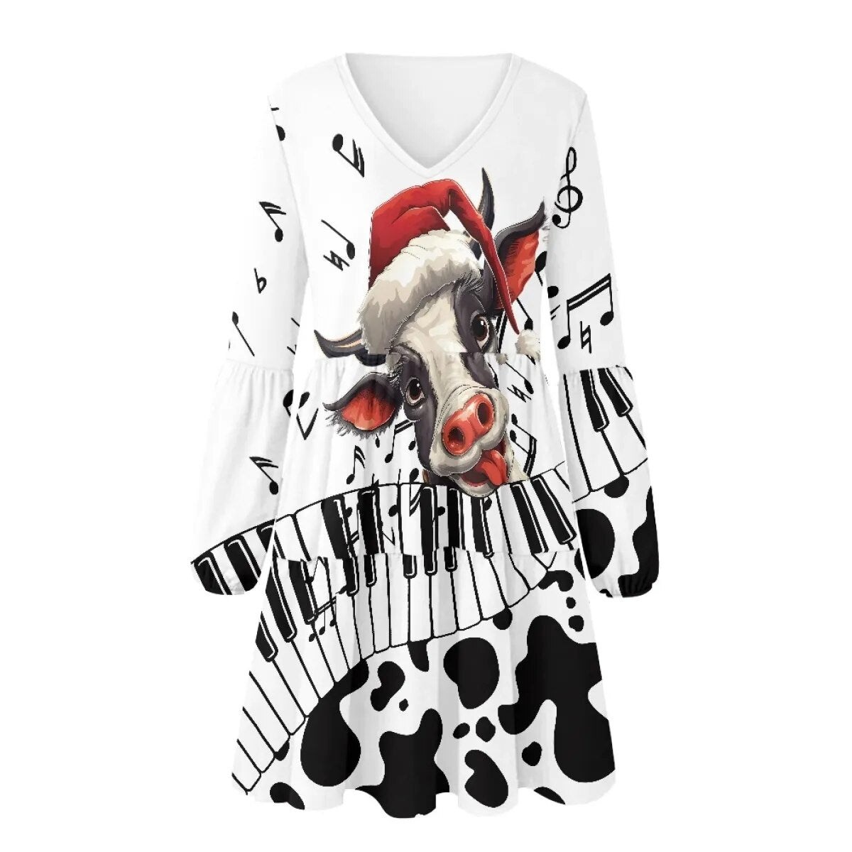 Piano Key V Neck Dress