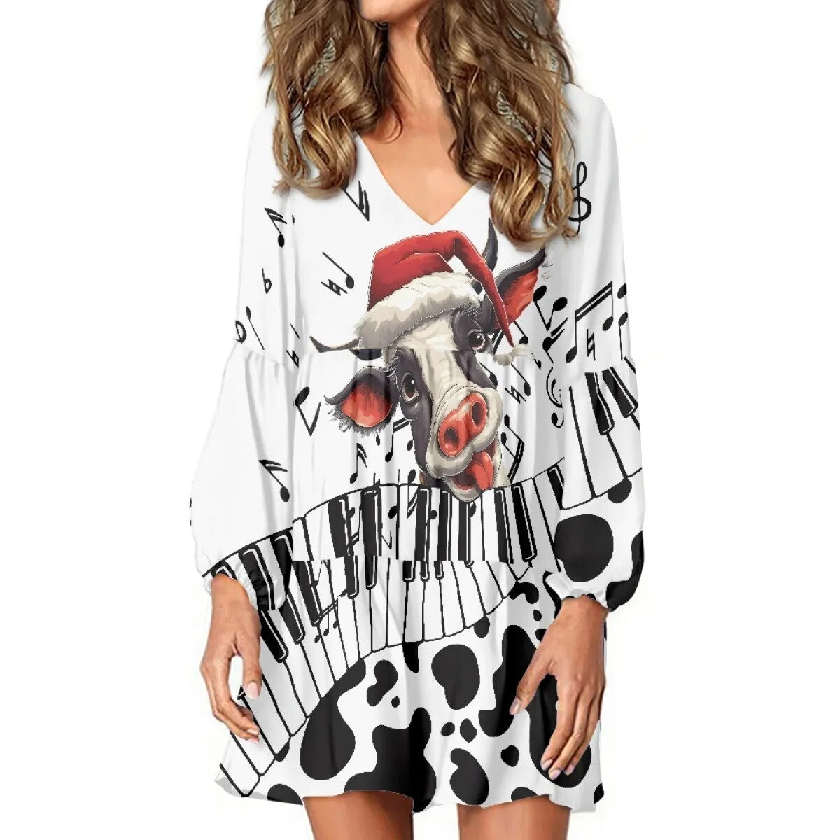 Piano Key V Neck Dress