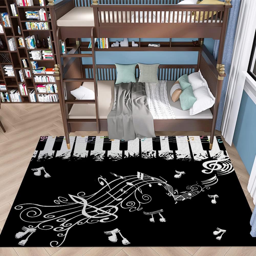 Black Piano Key Rug