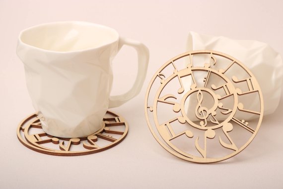 Wooden Music Note Cup Coaster