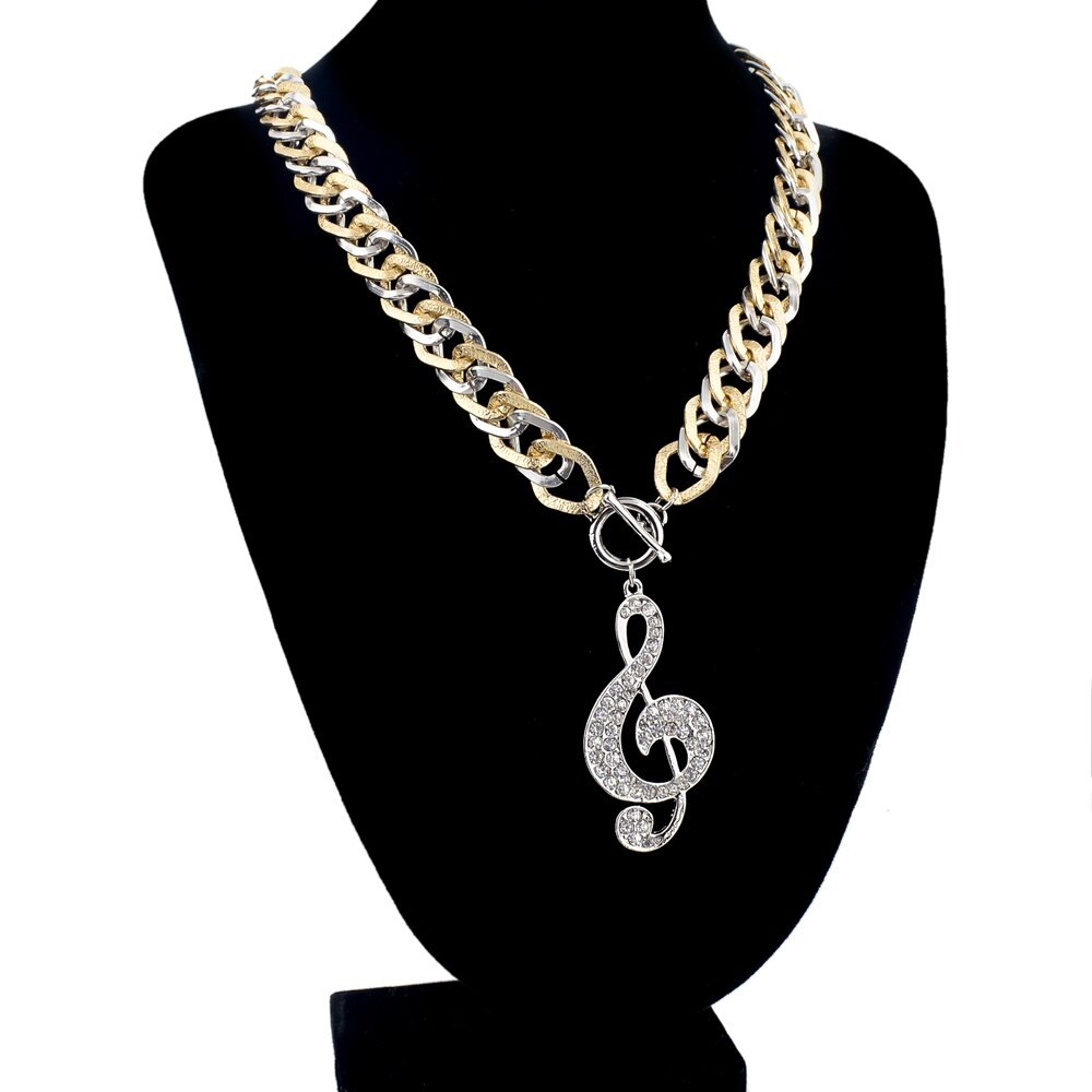 Crystal Music Notes Pendant Necklace