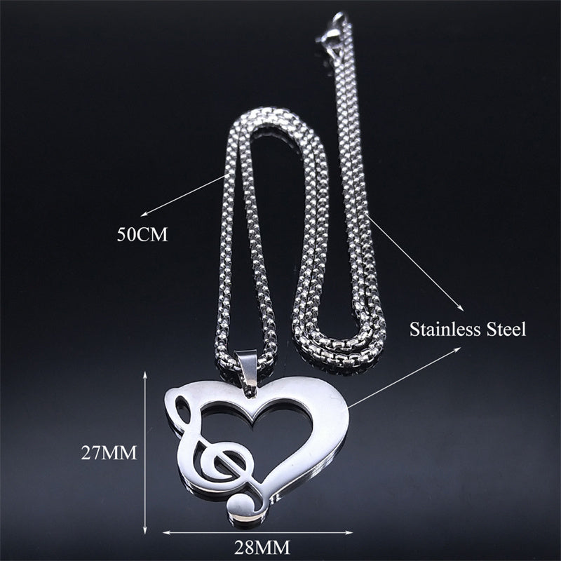 Heart Treble Clef Necklace