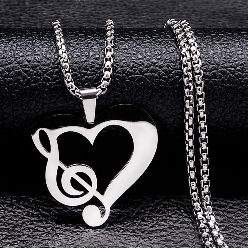 Heart Treble Clef Necklace