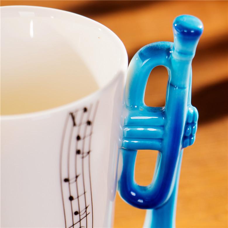 Lovely Music Blue Trumpet Bone Mug - Artistic Pod