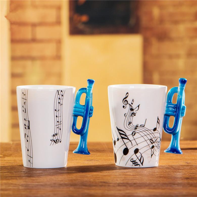 Lovely Music Blue Trumpet Bone Mug - Artistic Pod