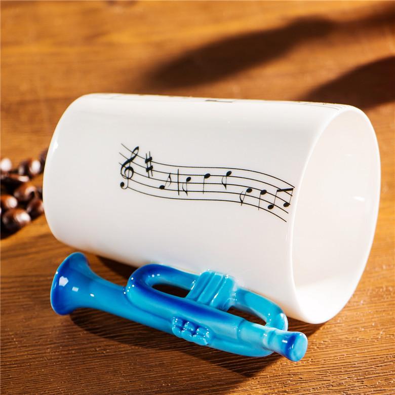 Lovely Music Blue Trumpet Bone Mug - Artistic Pod
