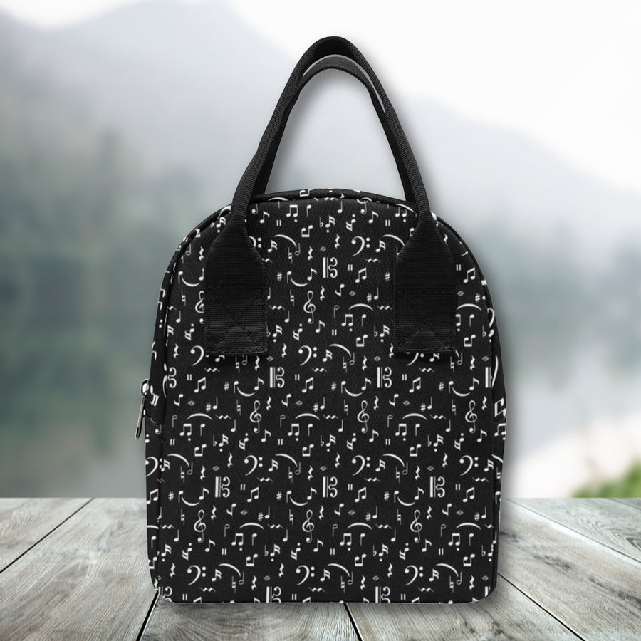 Music Seamless Black Lunch Bag