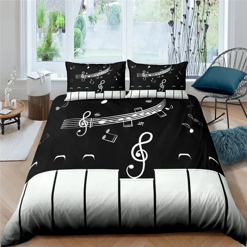 Luxury Print Piano Keys Bedding Sets