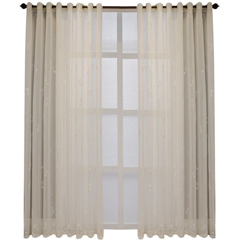 White Music Notes Curtain