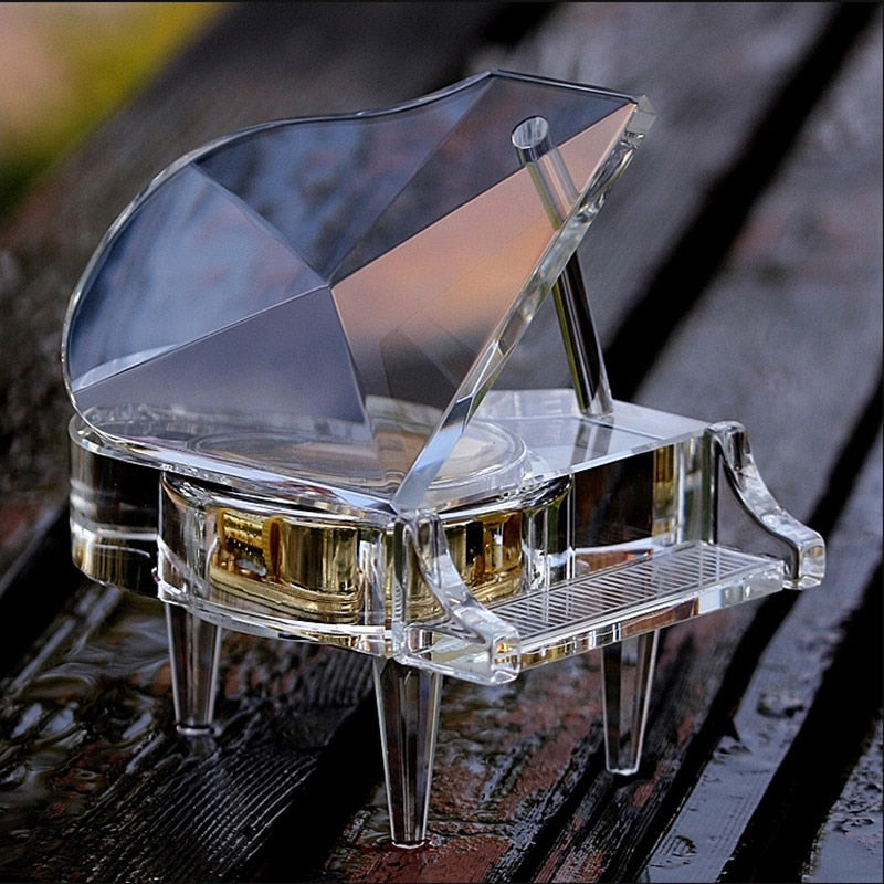 Clear Crystal Piano Music Box