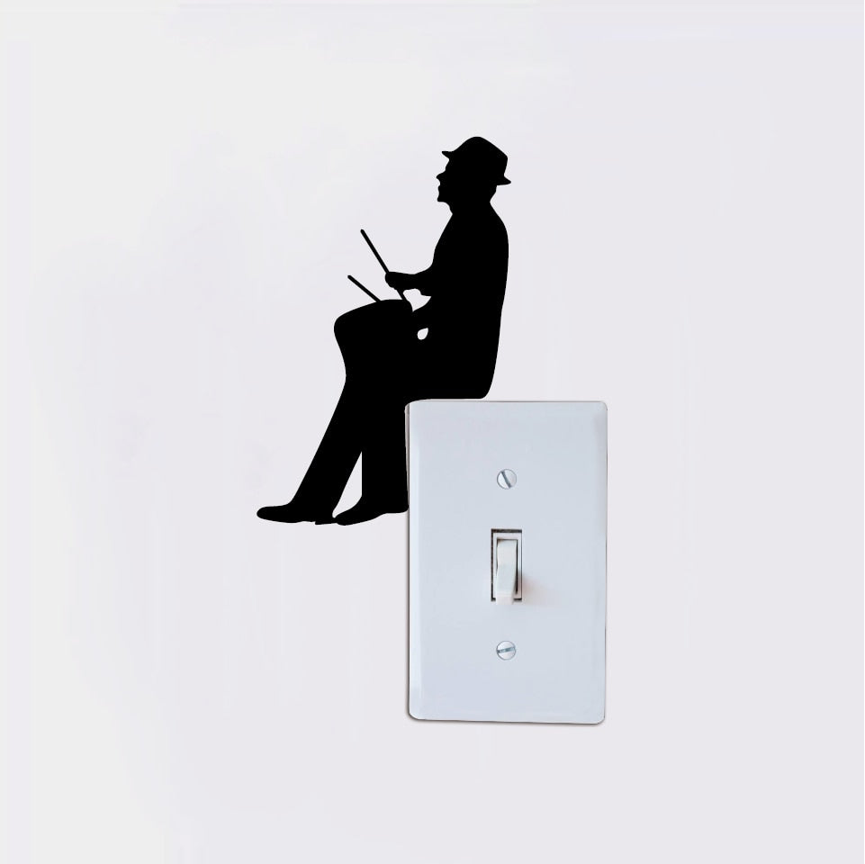 Playing Drum Silhouette Switch Sticker