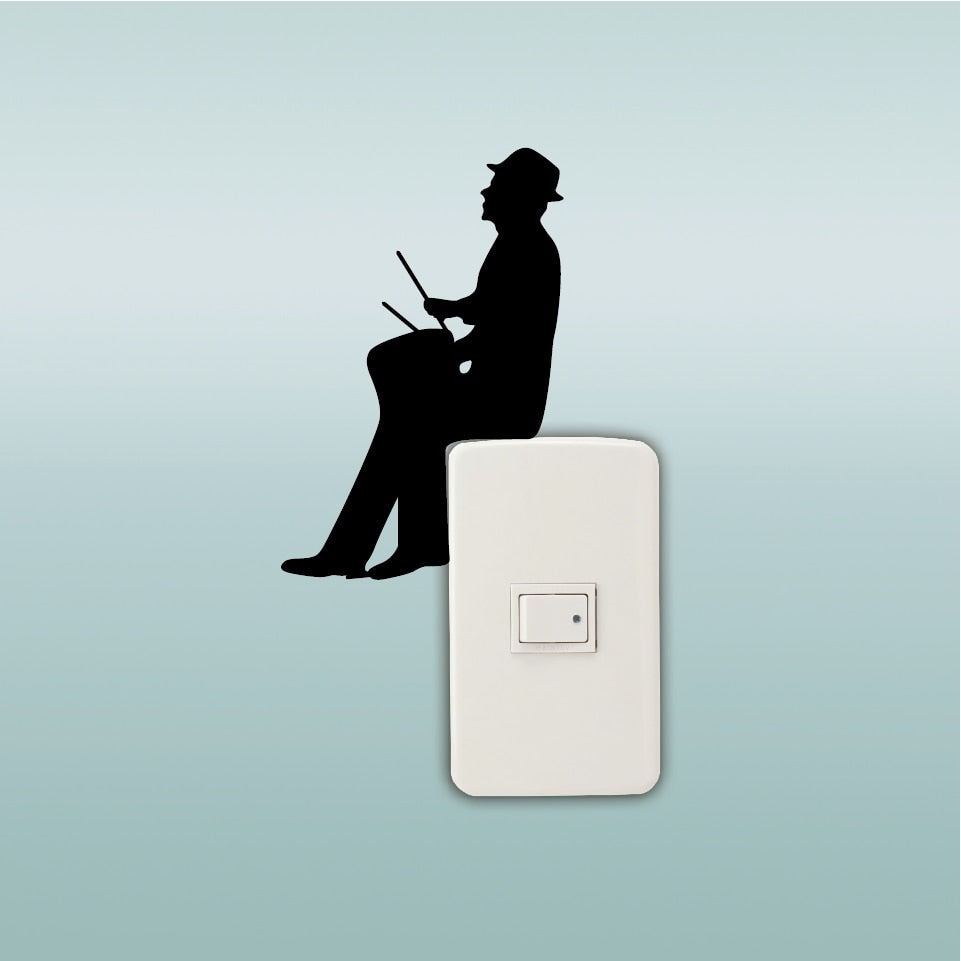 Playing Drum Silhouette Switch Sticker