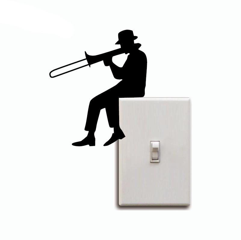 Man Trombone Light Switch Sticker