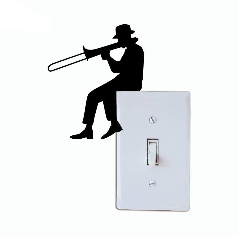 Man Trombone Light Switch Sticker