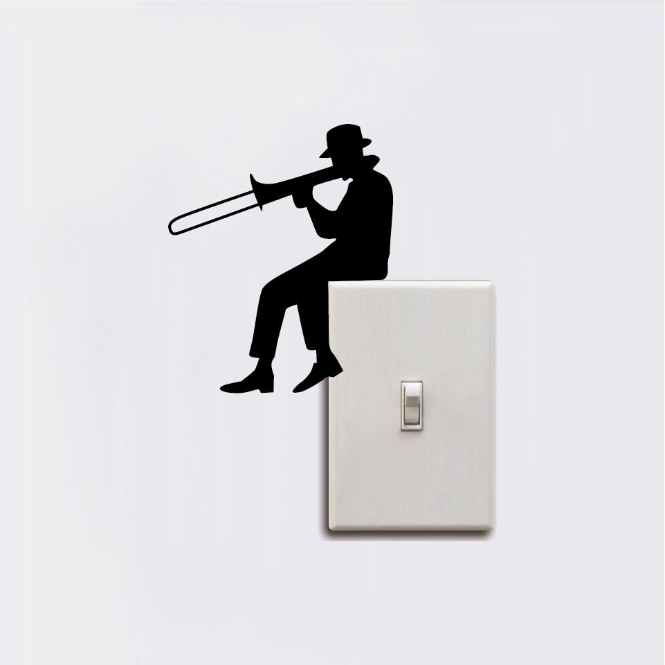 Man Trombone Light Switch Sticker