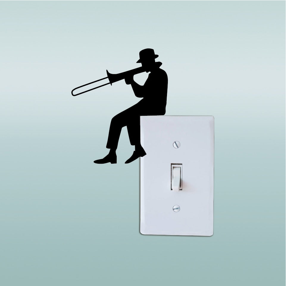 Man Trombone Light Switch Sticker