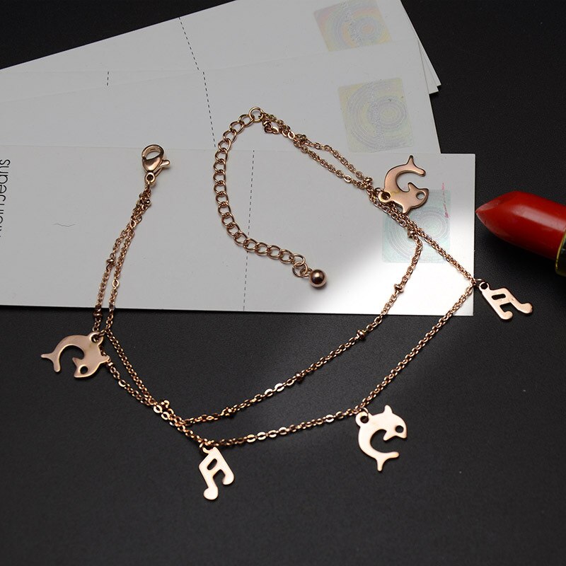 Dolphin Music Notes Anklet