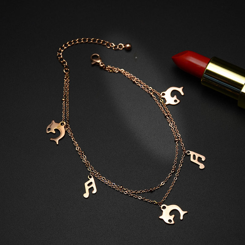 Dolphin Music Notes Anklet