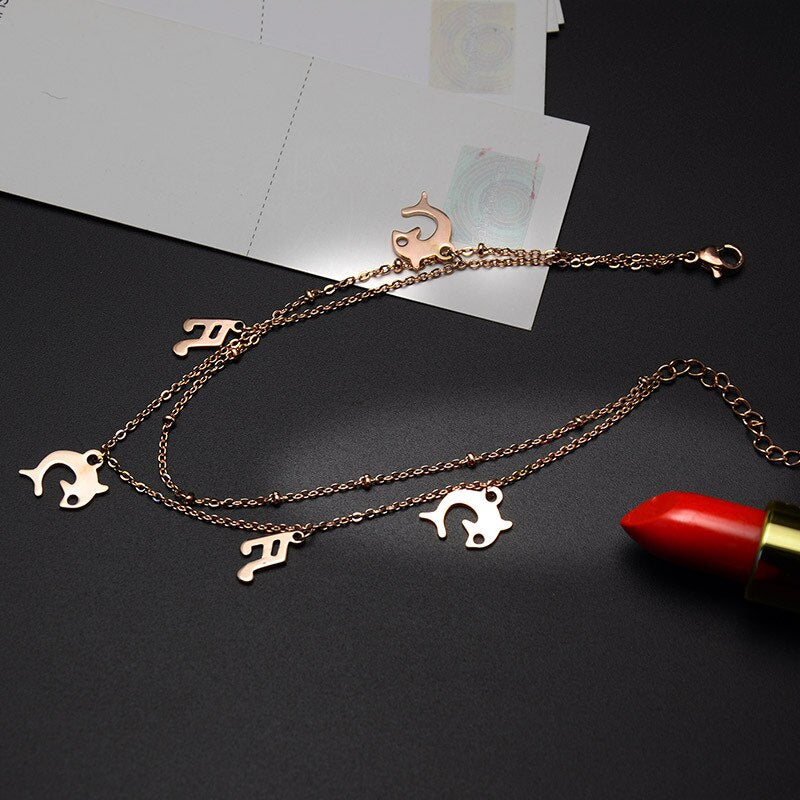 Dolphin Music Notes Anklet