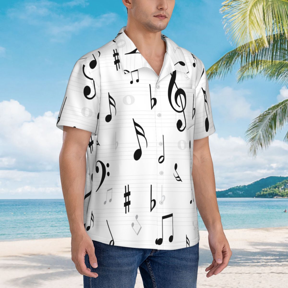 Short-Sleeved Music Note Shirt