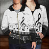 Piano Key and Music Notes Zip Hoodie