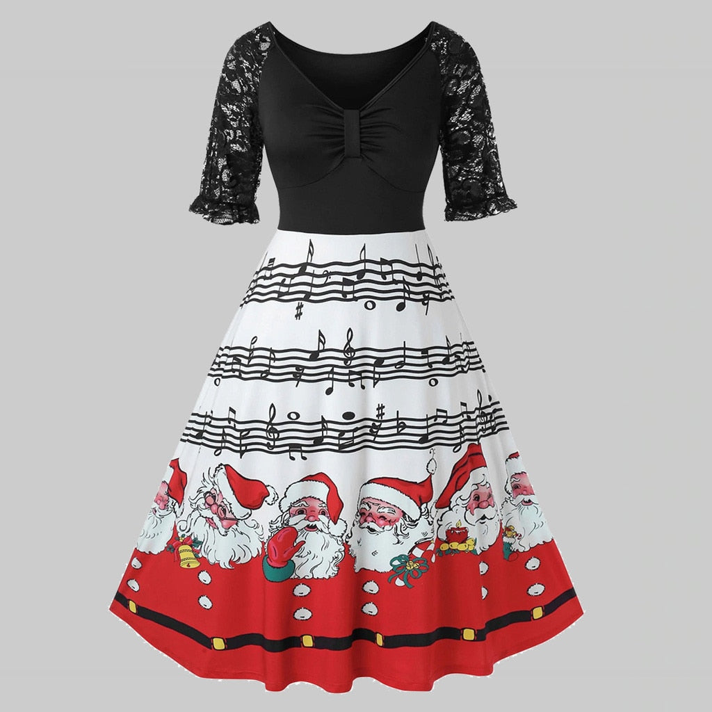 santa dresses for women "Santa's Inspiration Dress" Costume maybe youll be inspired to do some door to door caroling or invite that humbug of a neighbor to your Christmas party Music Notes Santa Dress -