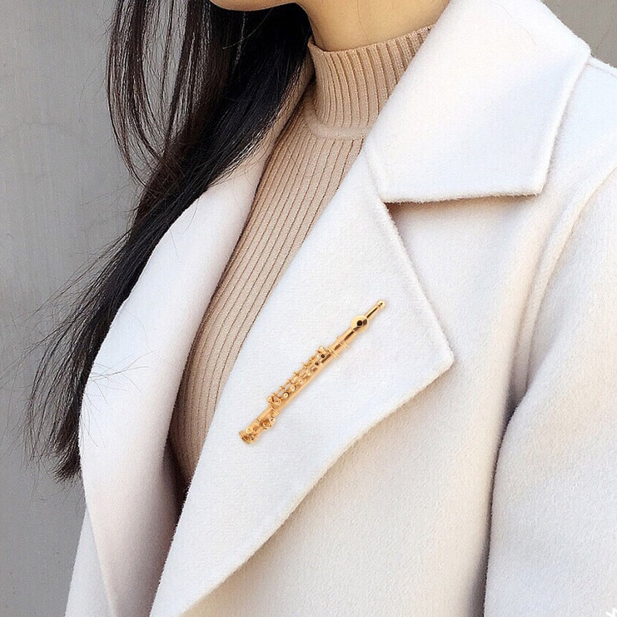Mini Flute Shaped Instrument Brooch