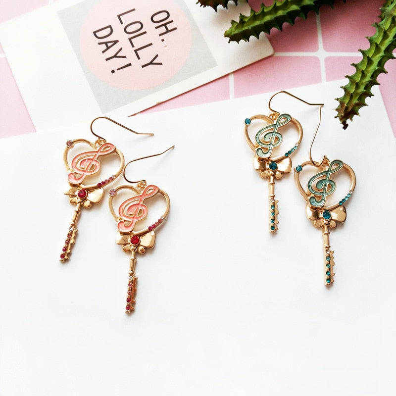 Heart Music Note Bow Earrings