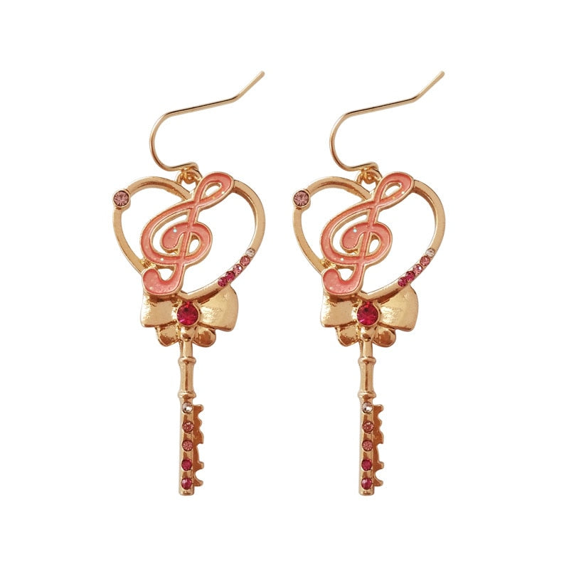 Heart Music Note Bow Earrings