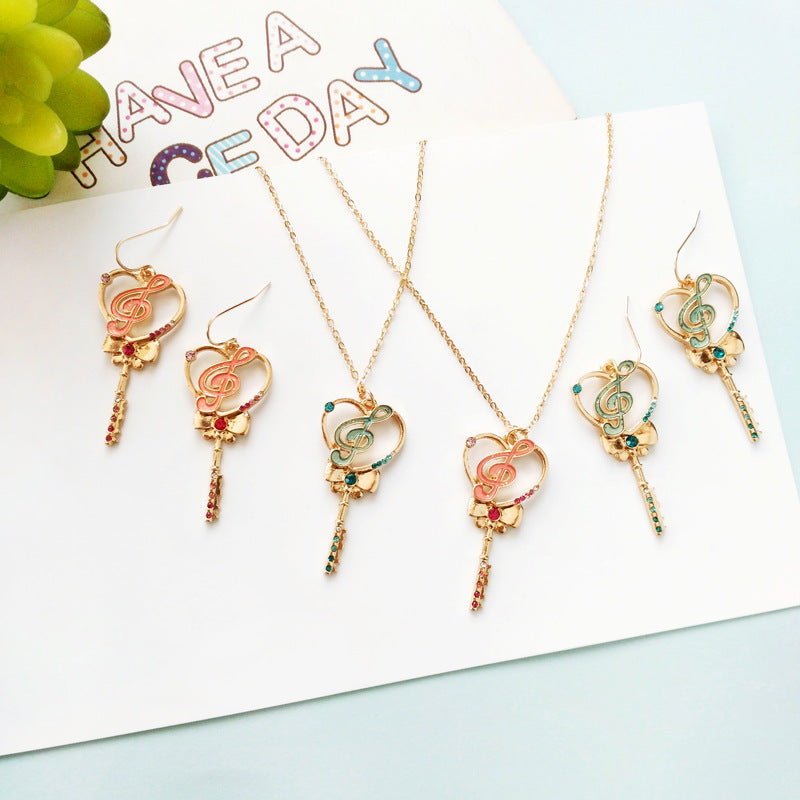 Heart Music Note Bow Earrings