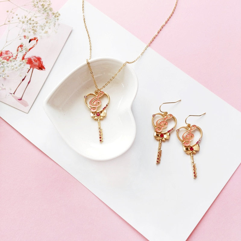 Heart Music Note Bow Earrings