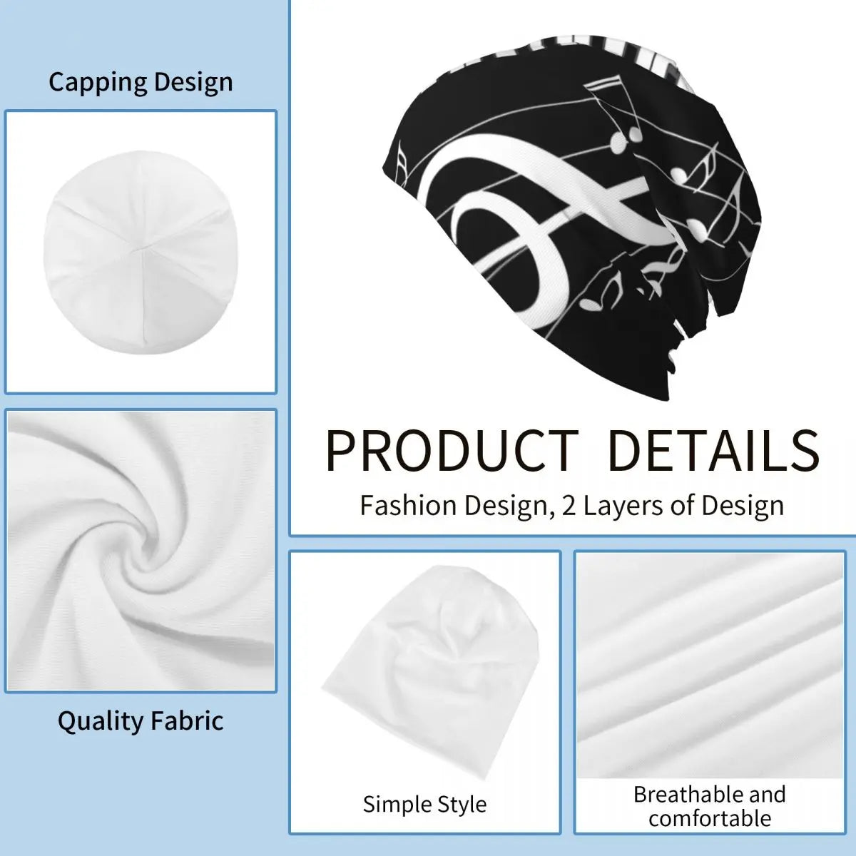 Classic Piano Music Clef Beanie