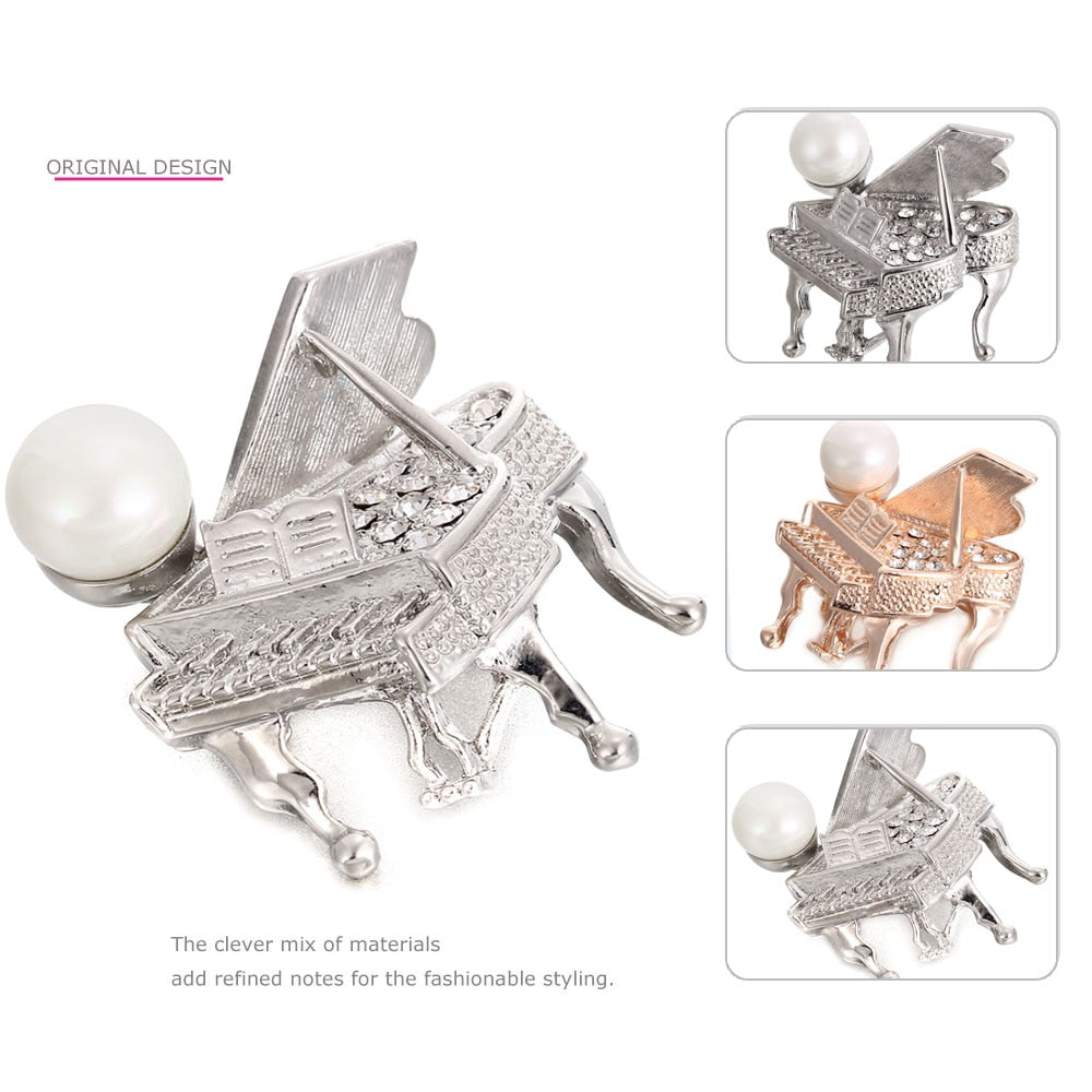 White Peal Piano Brooch