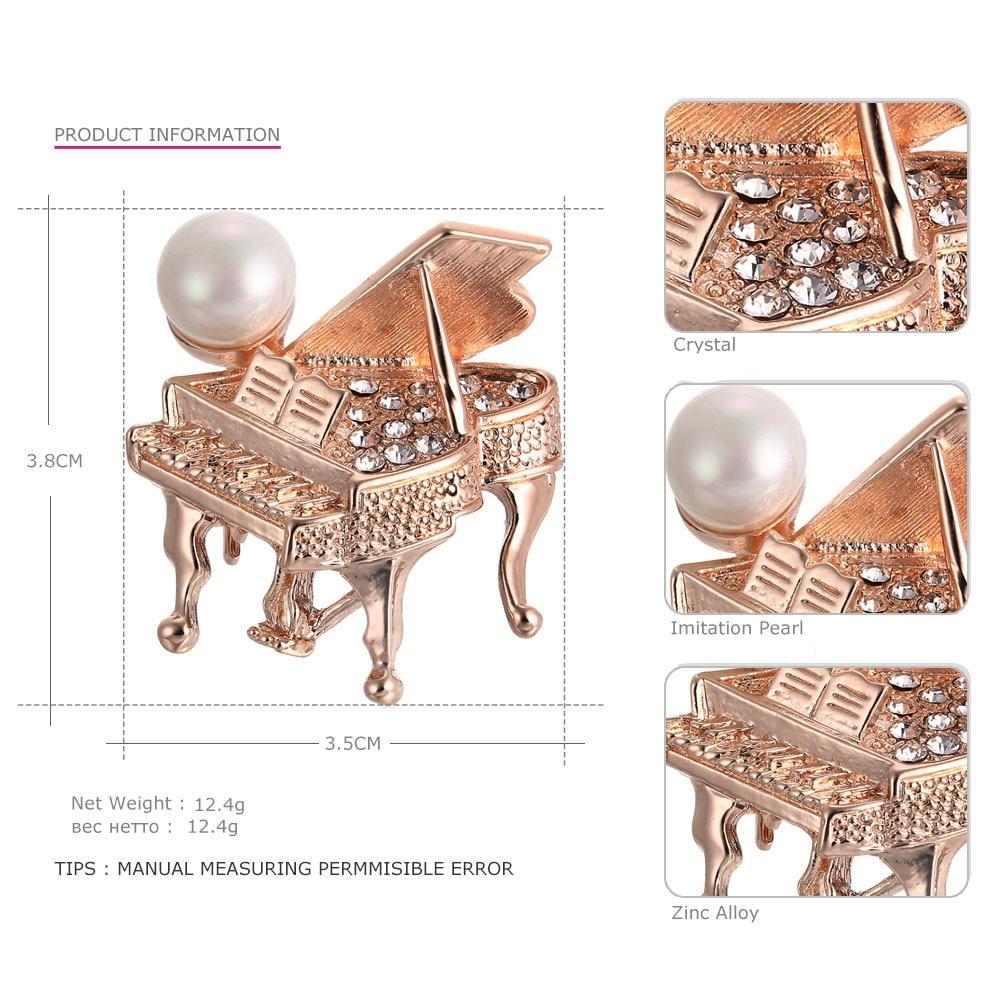White Peal Piano Brooch