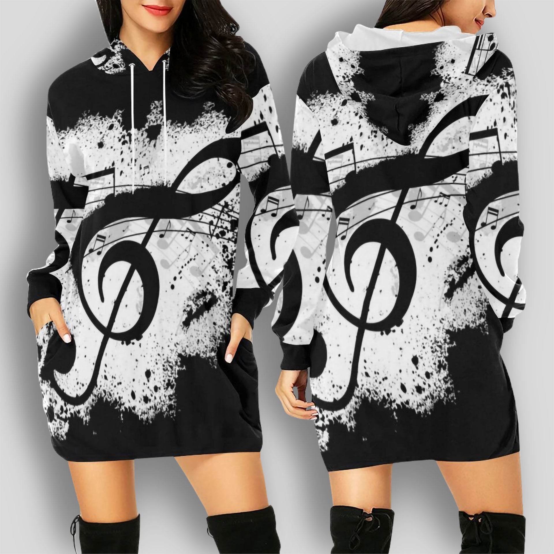 Treble Clef Women's Hoodie Dress