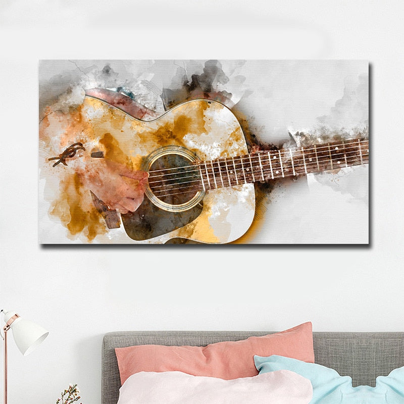 Modern Guitar Printed Canvas Art