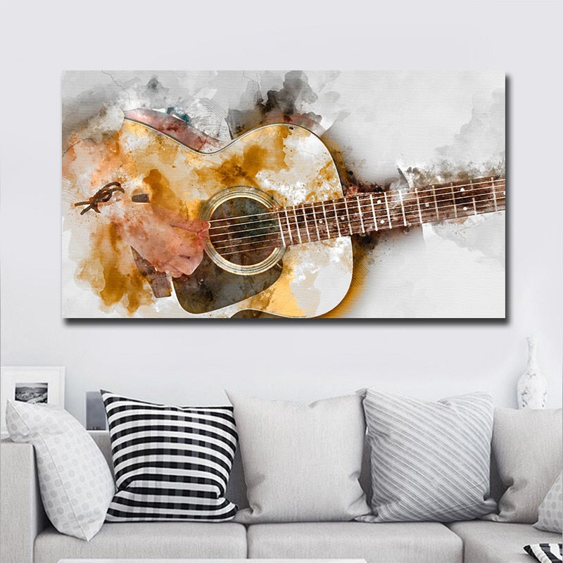 Modern Guitar Printed Canvas Art