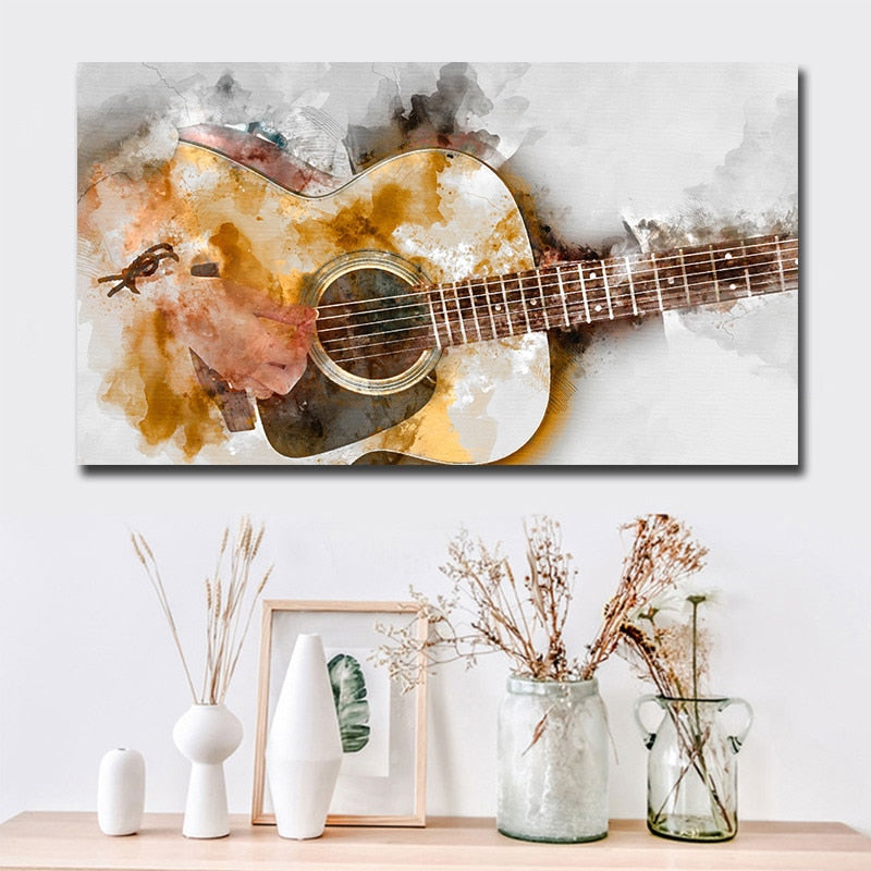 Modern Guitar Printed Canvas Art