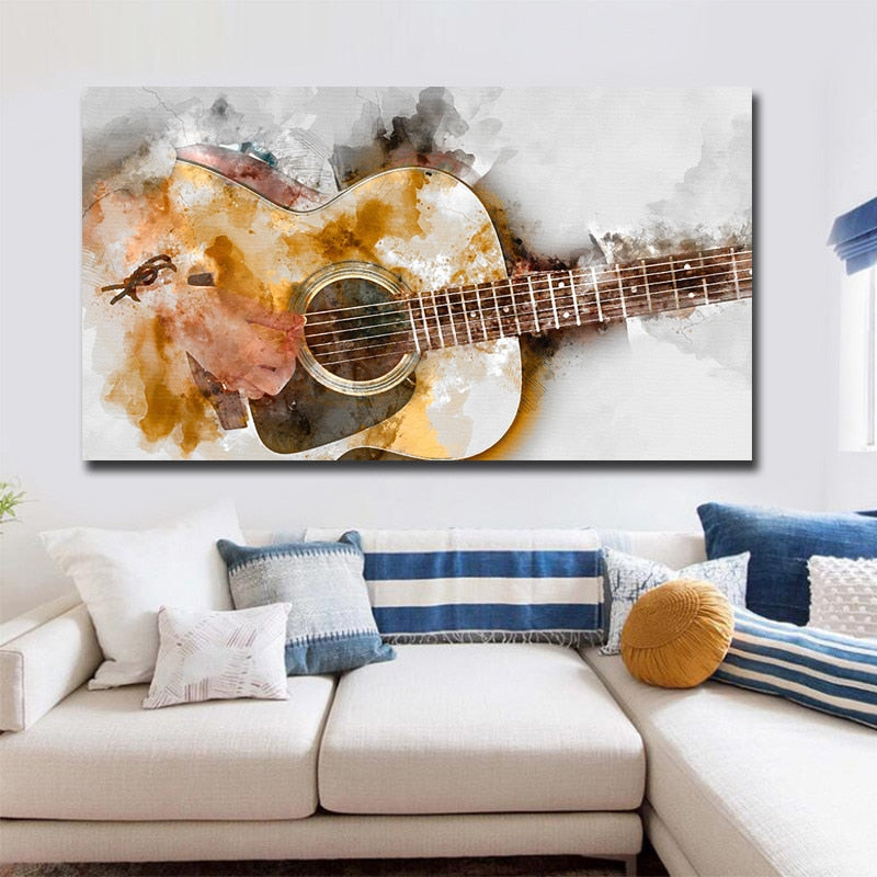 Modern Guitar Printed Canvas Art