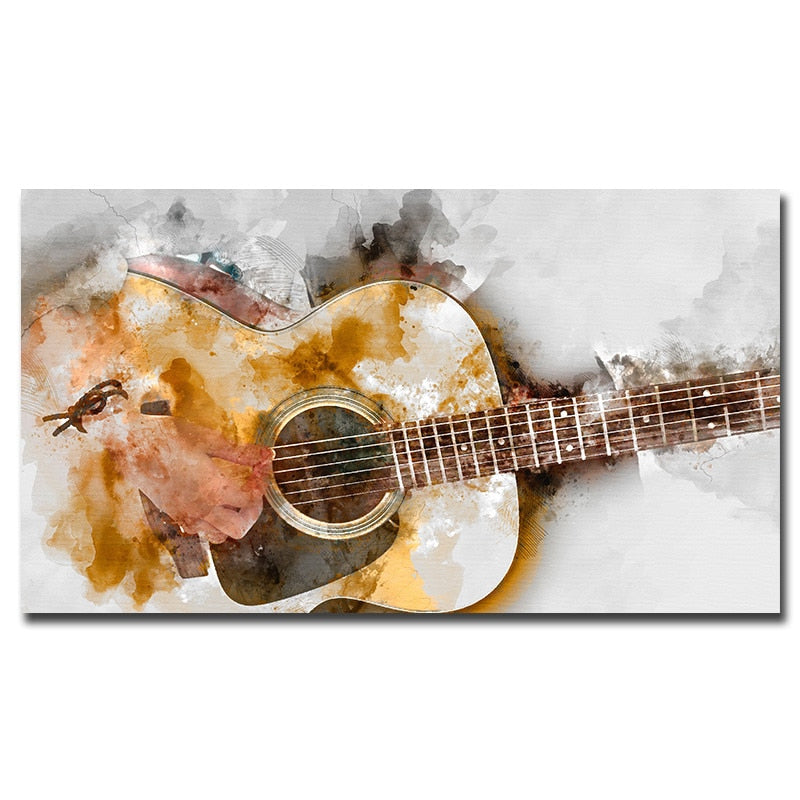 Modern Guitar Printed Canvas Art