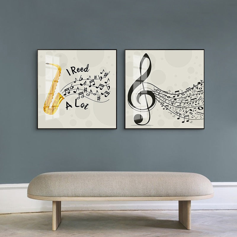 Saxophone Music Notes Canvas Wall Art