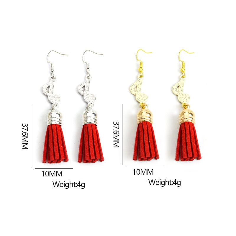 Music Quaver Tassel Hook Earrings