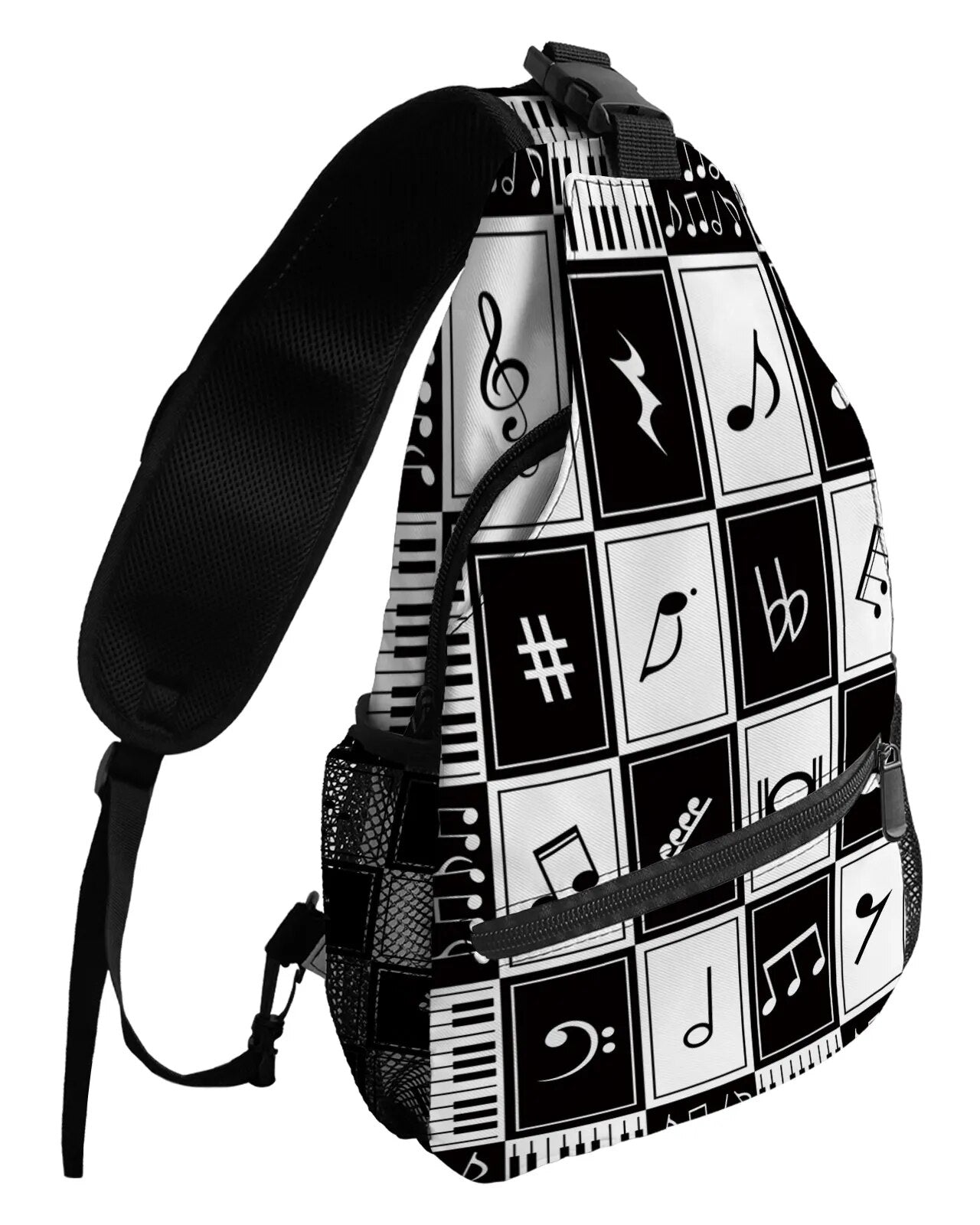 Black White Music Piano Chest Bag