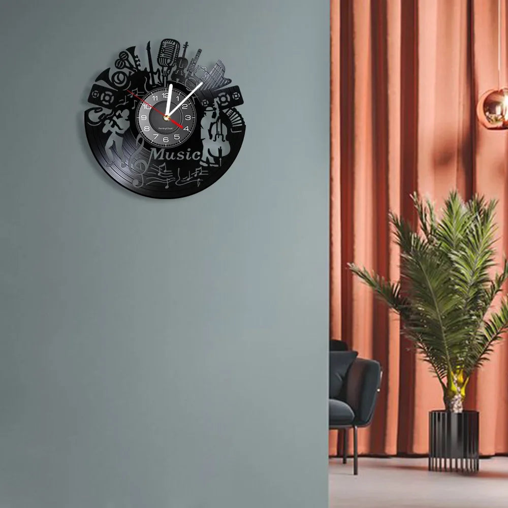 Music Silhouette Vinyl Wall Clock