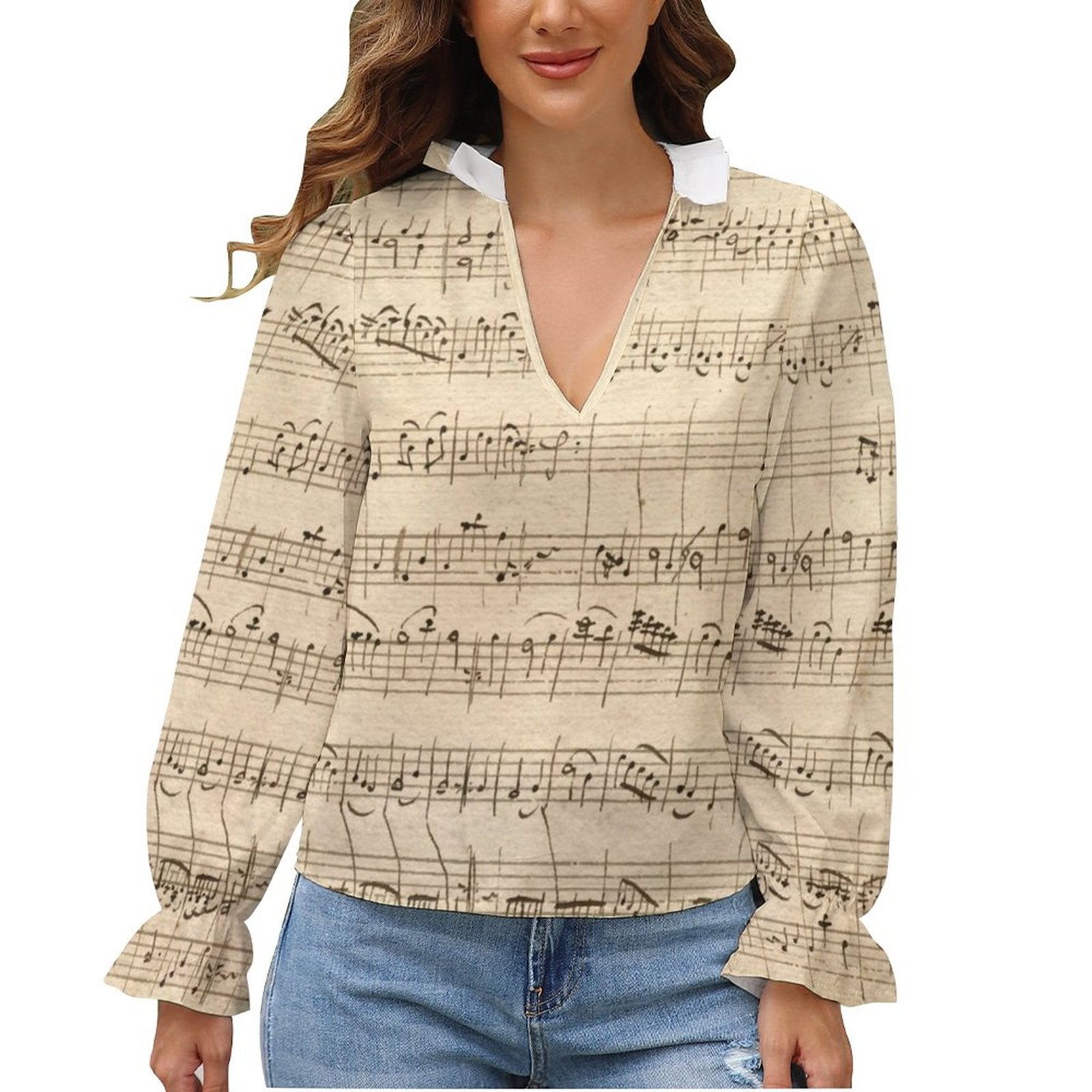 Vintage Music Notes Blouse