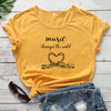 "Music Changes The World" Graphic T-shirt - Yellow / S - { shop_name }} - Review
