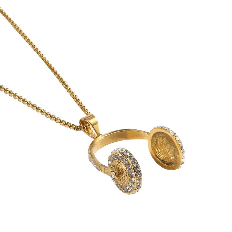 Music Headphone Pendant Necklace