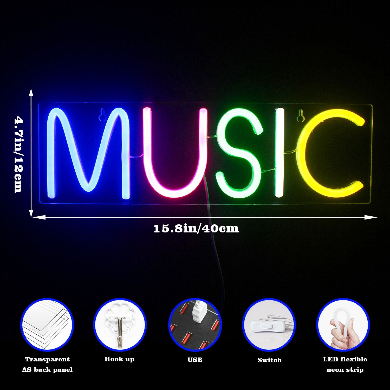 Music Neon LED Sign Light