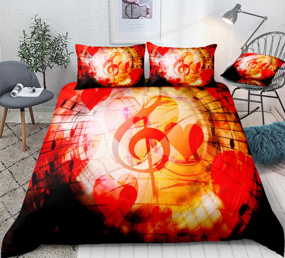Treble Heart Red Bedding Set
