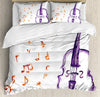 Purple Cello White Bedding Set
